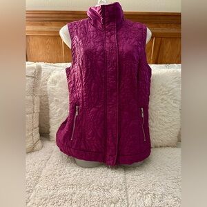 Christopher & Banks Quilted Vest Fushia Womens Sz Medium